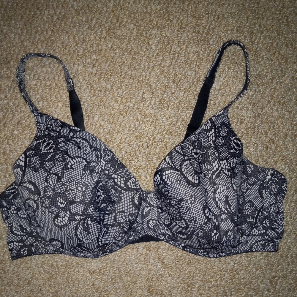 Women's Black Floral Bra